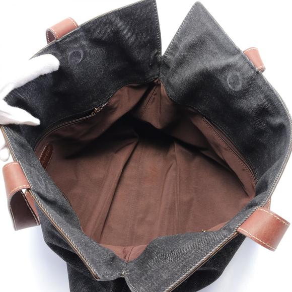 CHANEL Coco Mark Tote Bag Denim Leather Black Brown - Picture 3 of 10